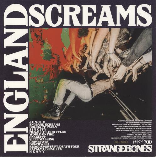 Strange Bones England Screams - Clear With Black Splatter - Autographed vinyl LP album (LP record) UK 97YLPEN877109