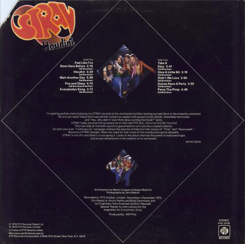 Stray Houdini vinyl LP album (LP record) US S.YLPHO783406