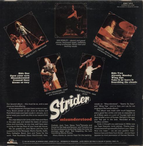 Strider Misunderstood vinyl LP album (LP record) UK V8RLPMI597387
