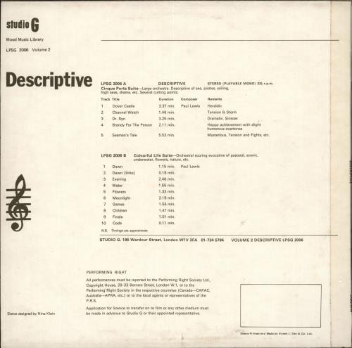 Studio G Library Descriptive vinyl LP album (LP record) UK USWLPDE720993
