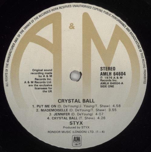 Styx Crystal Ball vinyl LP album (LP record) UK STXLPCR875619
