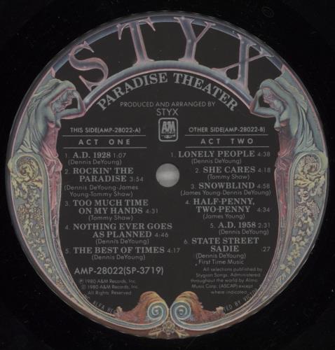 Styx Paradise Theatre vinyl LP album (LP record) Japanese STXLPPA882307