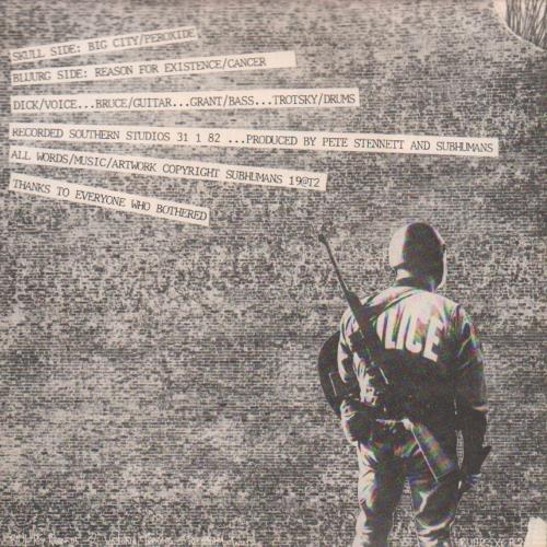 Subhumans Reason For Existence 7" vinyl single (7 inch record / 45) UK BHU07RE644971