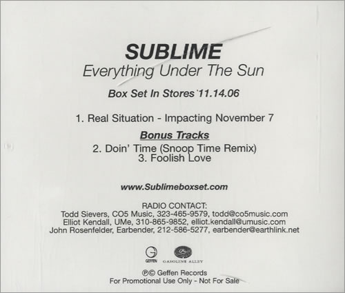 Sublime Everything Under The Sun Sampler CD-R acetate US S/BCREV462918