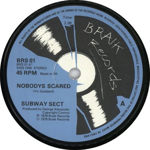 Subway Sect Nobody's Scared 7" vinyl single (7 inch record / 45) UK SWU07NO518685