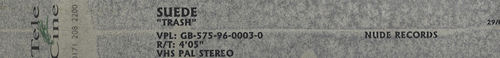 Suede Trash video (VHS or PAL or NTSC) UK SUEVITR77179