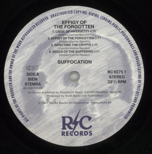 Suffocation Effigy Of The Forgotten - VG vinyl LP album (LP record) Dutch Y2LLPEF887324