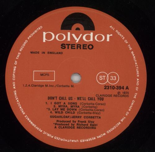Sugarloaf Don't Call Us - We'll Call You vinyl LP album (LP record) UK SGLLPDO725257