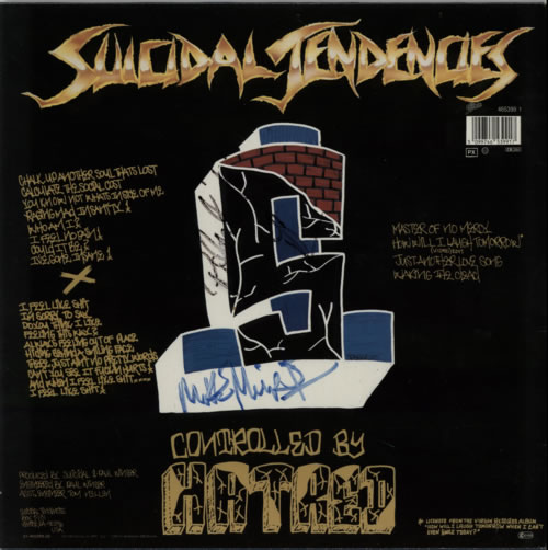 Suicidal Tendencies Controlled By Hatred - Autographed vinyl LP album (LP record) Dutch SUILPCO602817