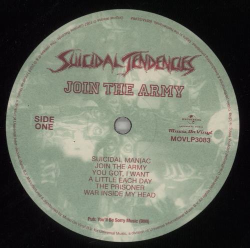 Suicidal Tendencies Join The Army - 180 Gram Vinyl vinyl LP album (LP record) US SUILPJO866354