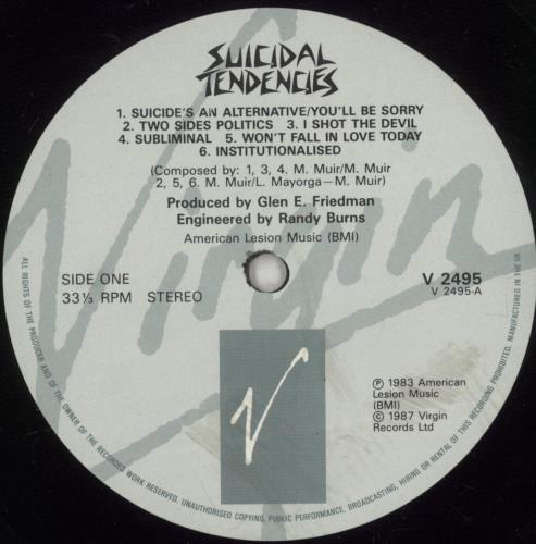 Suicidal Tendencies Suicidal Tendencies vinyl LP album (LP record) UK SUILPSU606762
