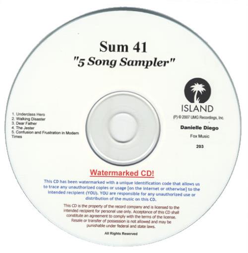 Sum 41 Underclass Hero - 5-Song Sampler CD-R acetate US S41CRUN432467