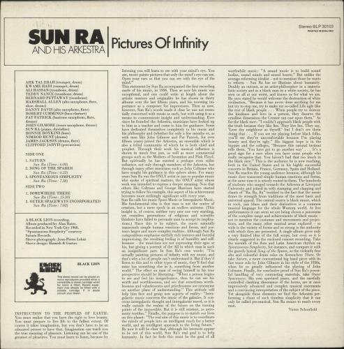 Sun Ra Pictures Of Infinity vinyl LP album (LP record) UK SR4LPPI319107