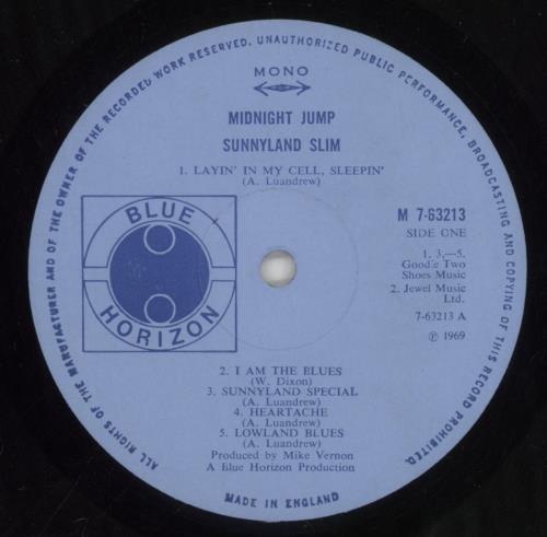 Sunnyland Slim Midnight Jump - VG vinyl LP album (LP record) UK SL-LPMI862198