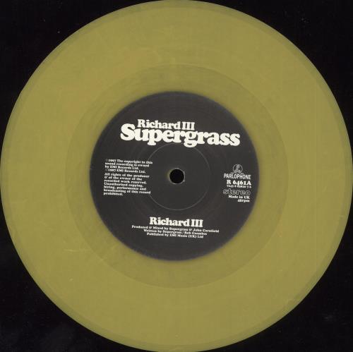 Supergrass Richard III - Yellow Vinyl 7" vinyl single (7 inch record / 45) UK SGS07RI83088