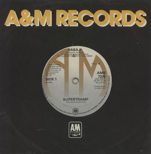 Supertramp Babaji 7" vinyl single (7 inch record / 45) UK SPT07BA762294