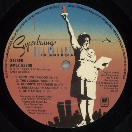Supertramp Breakfast In America - 2nd + Inner - EX vinyl LP album (LP record) UK SPTLPBR877841
