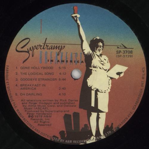 Supertramp Breakfast In America vinyl LP album (LP record) Canadian SPTLPBR611069