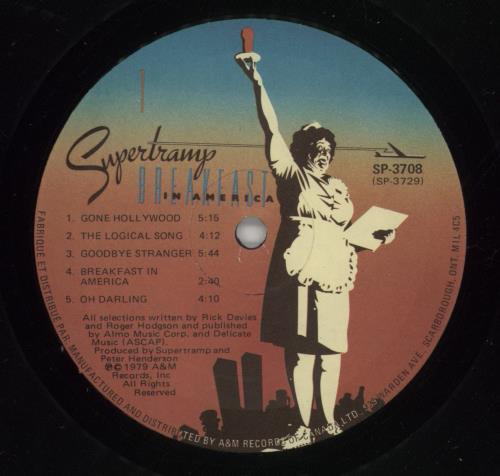 Supertramp Breakfast In America vinyl LP album (LP record) Canadian SPTLPBR865516