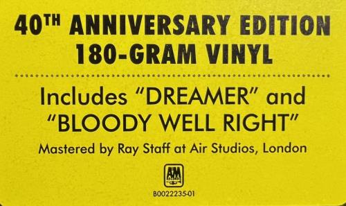 Supertramp Crime Of The Century - 40th Anniversary 180 Gram - Sealed vinyl LP album (LP record) UK SPTLPCR856664