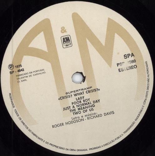 Supertramp Crisis? What Crisis? vinyl LP album (LP record) Portuguese SPTLPCR694608