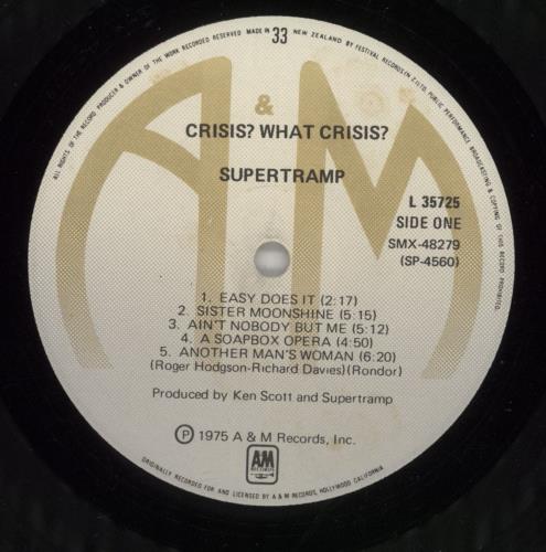 Supertramp Crisis? What Crisis? vinyl LP album (LP record) New Zealand SPTLPCR873048