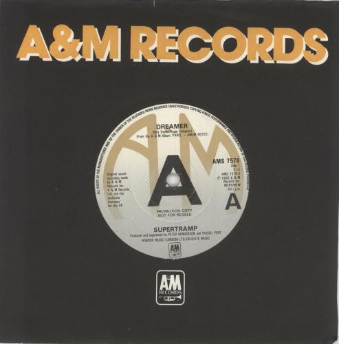 Supertramp Dreamer 7" vinyl single (7 inch record / 45) UK SPT07DR730901