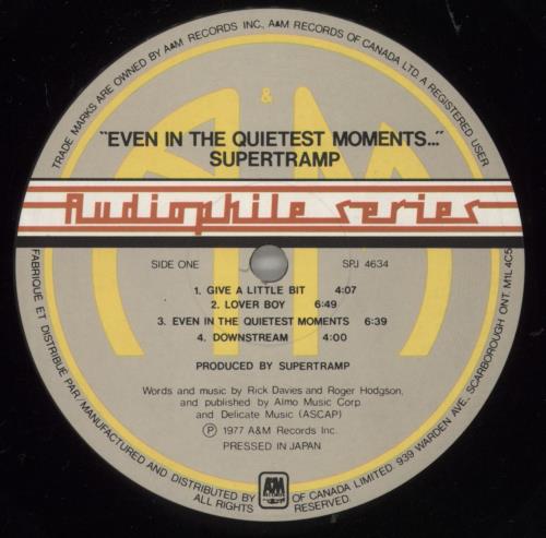 Supertramp Even In The Quietest Moments... vinyl LP album (LP record) Canadian SPTLPEV157952