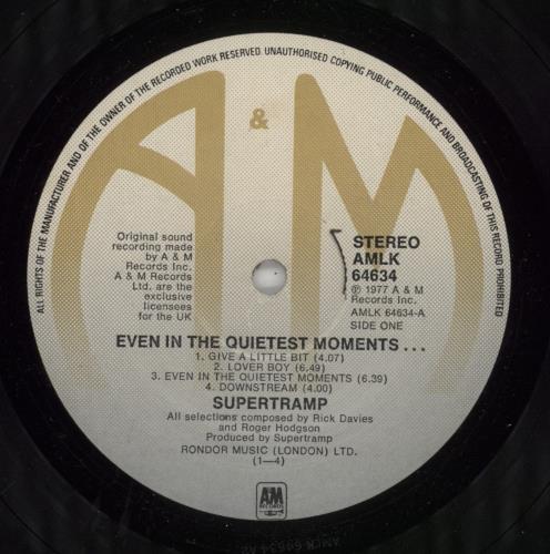 Supertramp Even In The Quietest Moments... vinyl LP album (LP record) UK SPTLPEV302630