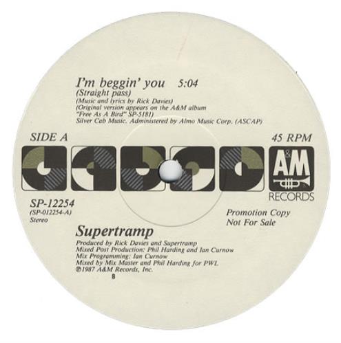 Supertramp I'm Beggin' You 12" vinyl single (12 inch record / Maxi-single) US SPT12IM406591