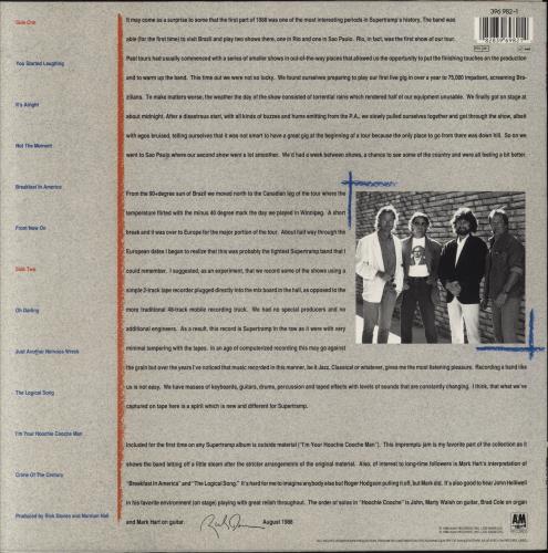 Supertramp Live '88 vinyl LP album (LP record) UK SPTLPLI823127