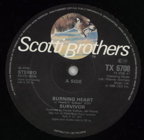 Survivor Burning Heart 12" vinyl single (12 inch record / Maxi-single) UK SUR12BU405175