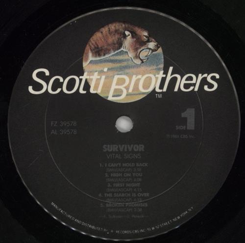 Survivor Vital Signs vinyl LP album (LP record) US SURLPVI861025