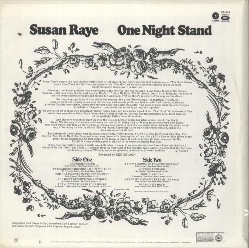Susan Raye One Night Stand vinyl LP album (LP record) US S40LPON720687