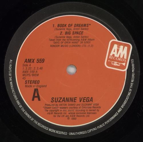 Suzanne Vega Book Of Dreams 10" vinyl single (10 inch record) UK VEG10BO18948