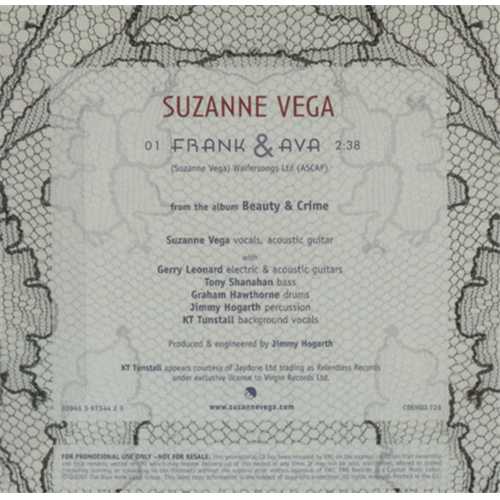 Suzanne Vega Frank & Ava CD-R acetate UK VEGCRFR406436