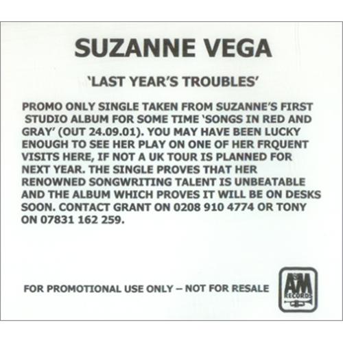 Suzanne Vega Last Years Troubles CD-R acetate UK VEGCRLA195829
