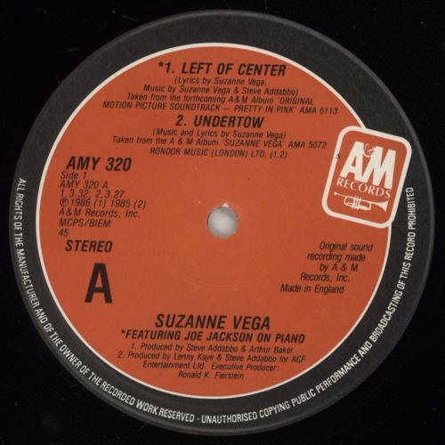 Suzanne Vega Left Of Center 10" vinyl single (10 inch record) UK VEG10LE45940