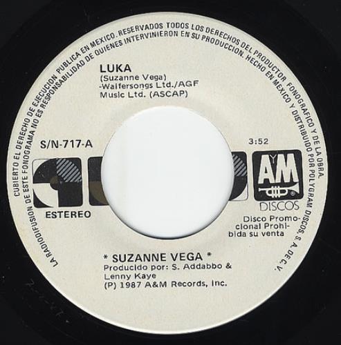 Suzanne Vega Luka 7" vinyl single (7 inch record / 45) Mexican VEG07LU234132