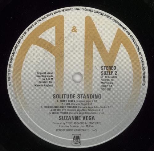 Suzanne Vega Solitude Standing - Price Stickered vinyl LP album (LP record) UK VEGLPSO802868