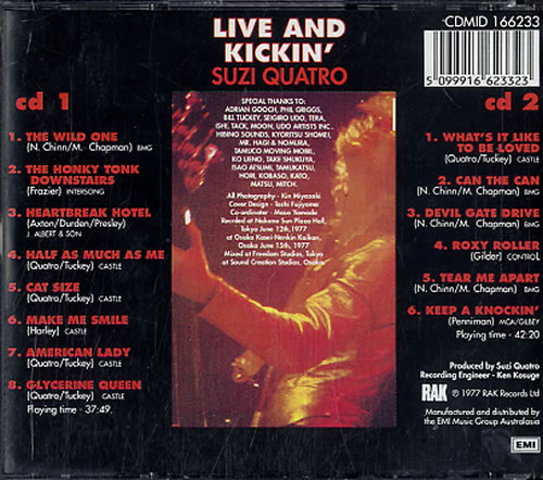 Suzi Quatro Live And Kickin' 2 CD album set (Double CD) Australian SUZ2CLI12240