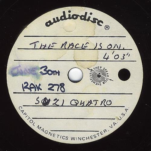 Suzi Quatro The Race Is On 7" vinyl single (7 inch record / 45) US SUZ07TH173572