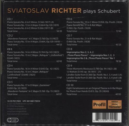 Sviatoslav Richter Plays Schubert Live In Moscow - Sealed CD Album Box Set UK XVIDXPL885048