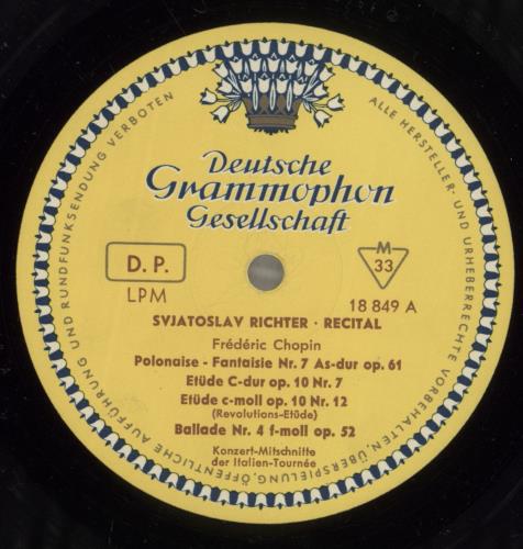 Sviatoslav Richter Recital vinyl LP album (LP record) German XVILPRE887418