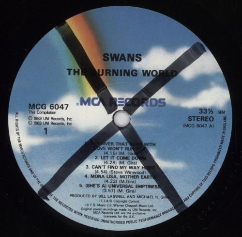 Swans The Burning World - VG vinyl LP album (LP record) UK SWNLPTH829376