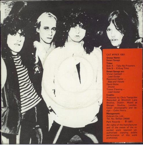 Sweet Savage Take No Prisoners 7" vinyl single (7 inch record / 45) UK SSV07TA91570