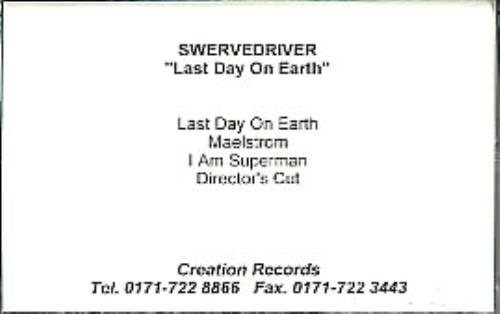 Swervedriver Last Day On Earth cassette single UK SWECSLA286538