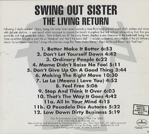 Swing Out Sister The Living Return CD album (CDLP) US SOSCDTH200350