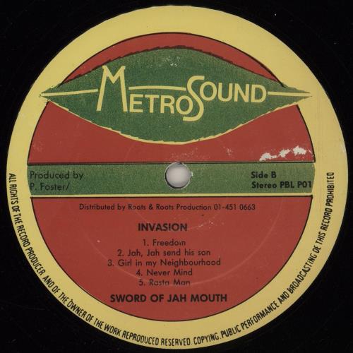 Sword Of Jah Mouth Invasion - 1st vinyl LP album (LP record) UK X9YLPIN751475