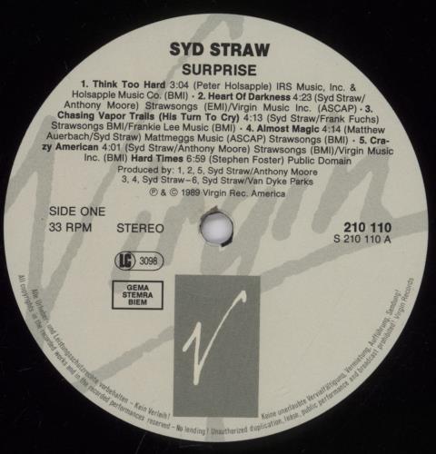 Syd Straw Surprise vinyl LP album (LP record) German SSWLPSU893249